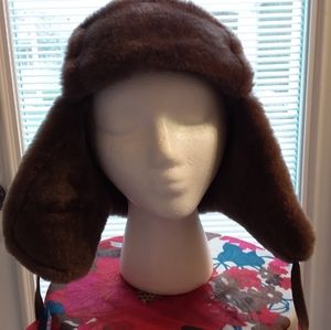 Ugg Chocolate sheepskin trapper hat L/XL